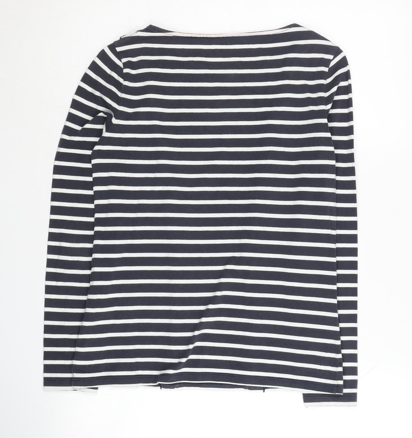 Boden Women's Striped T-Shirt, Size 8, Black/White, Ruffle