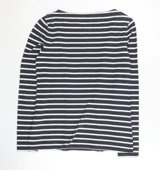 Boden Women's Striped T-Shirt, Size 8, Black/White, Ruffle