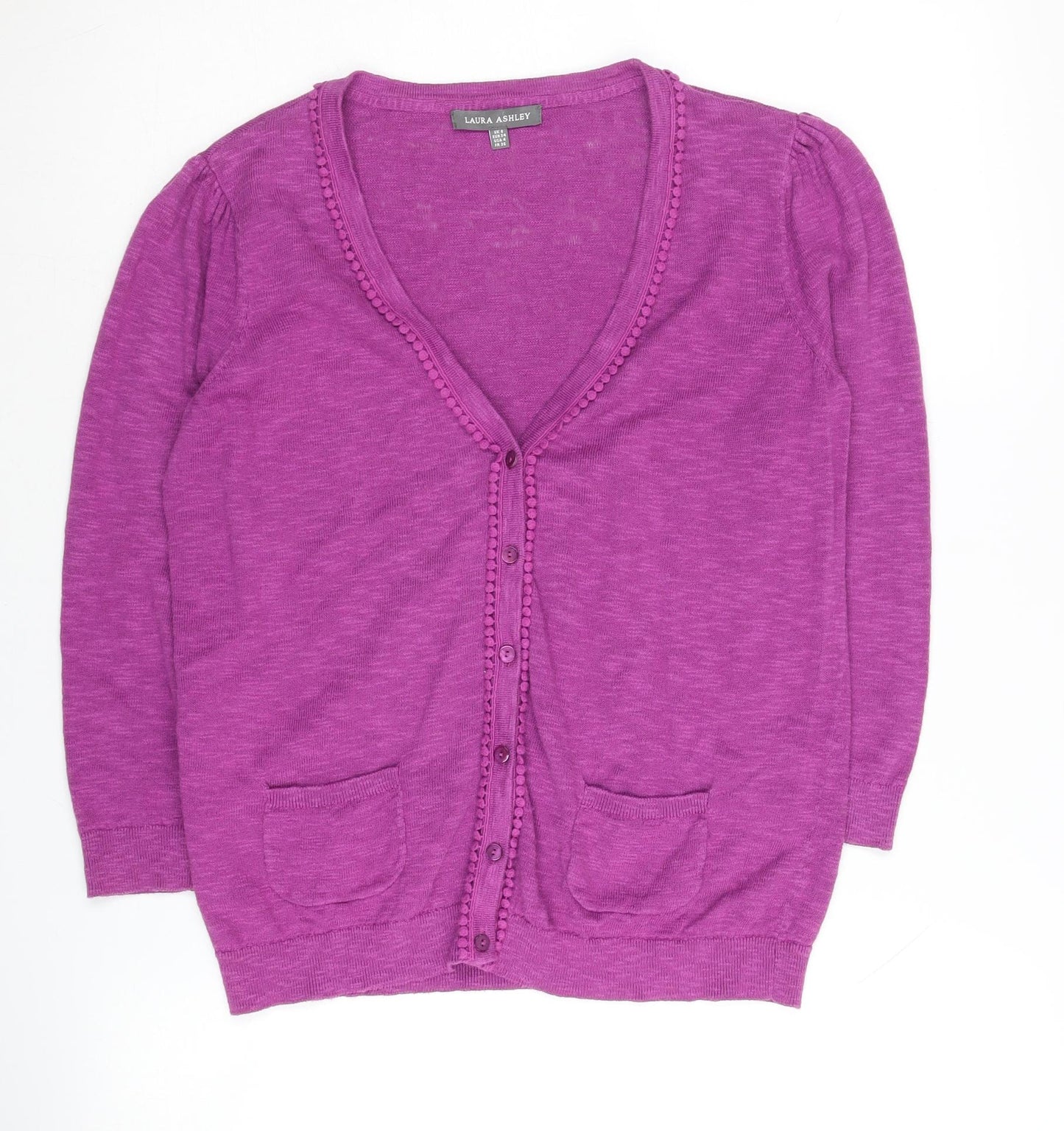 Laura Ashley Women's Purple Cardigan V-Neck Size 8