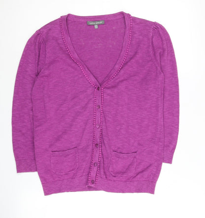 Laura Ashley Women's Purple Cardigan V-Neck Size 8