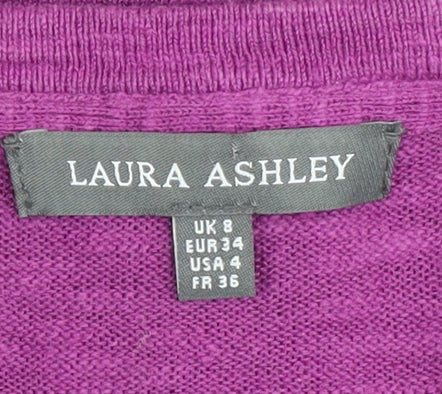Laura Ashley Women's Purple Cardigan V-Neck Size 8
