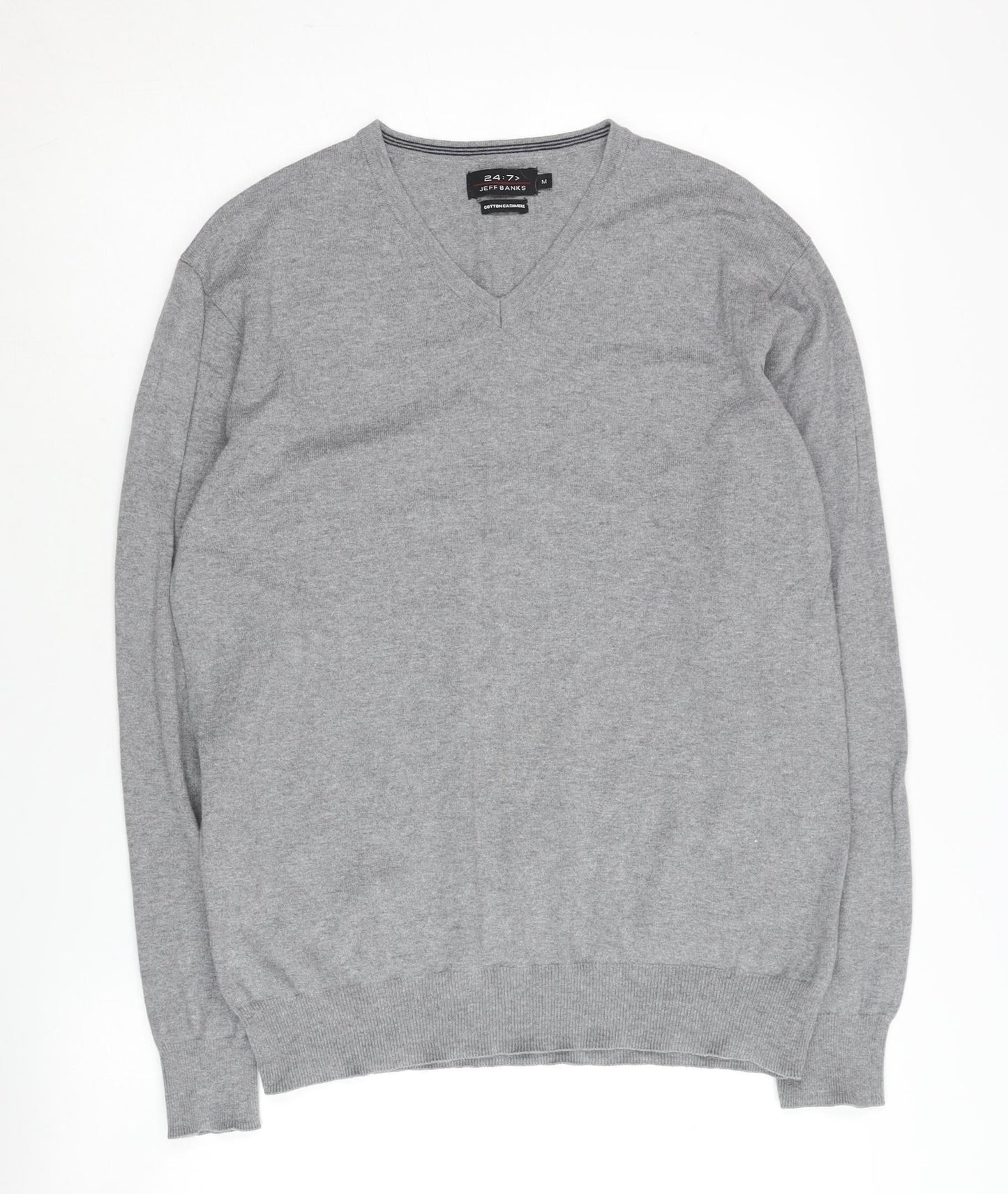 Jeff Banks Men's Grey V-Neck Pullover Jumper, Size M