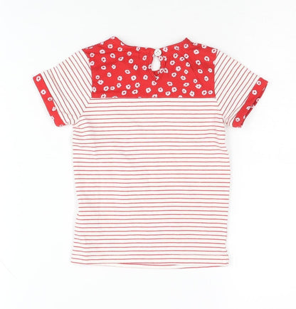 Jasper Conran Girls Red Striped T-Shirt, 2-3 Years, Button Accent
