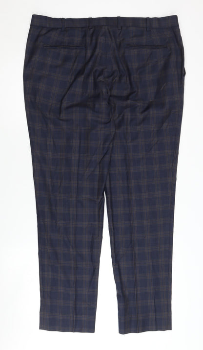 River Island Men's Blue Plaid Dress Pants Size 38
