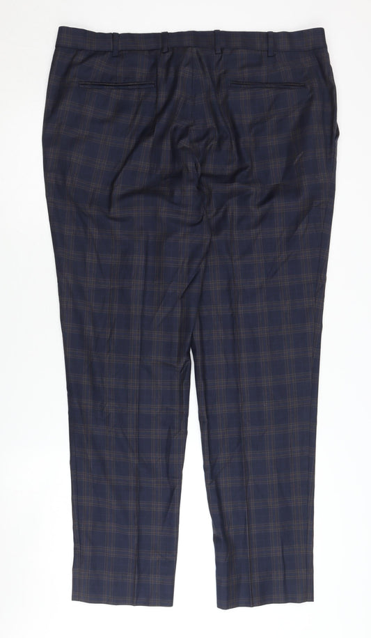 River Island Men's Blue Plaid Dress Pants Size 38
