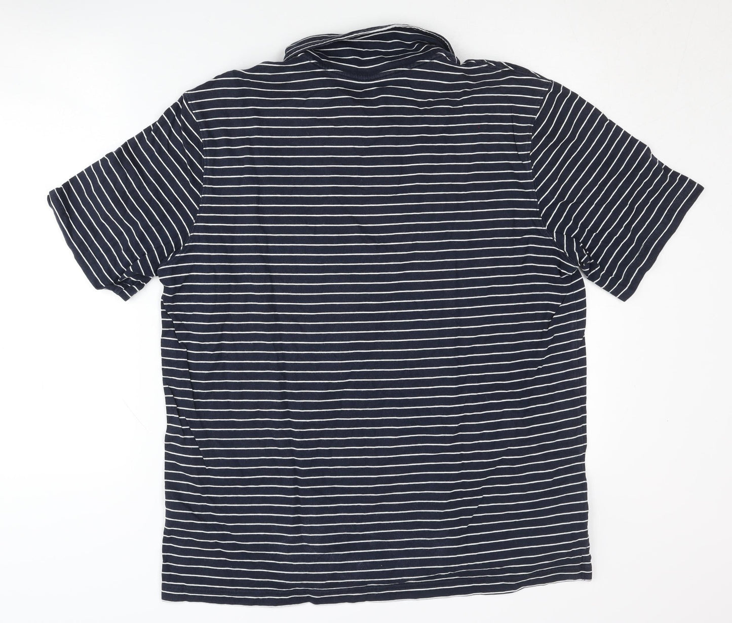 Lands' End Men's XL Blue Striped Polo Short Sleeve