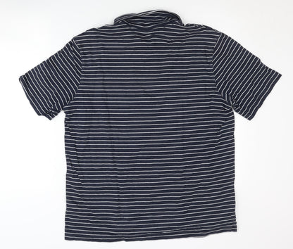 Lands' End Men's XL Blue Striped Polo Short Sleeve
