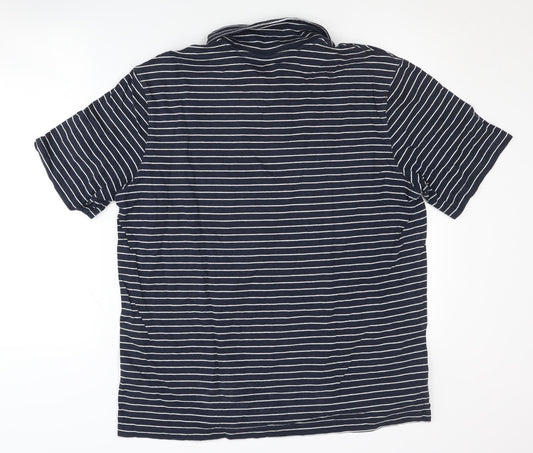 Lands' End Men's XL Blue Striped Polo Short Sleeve