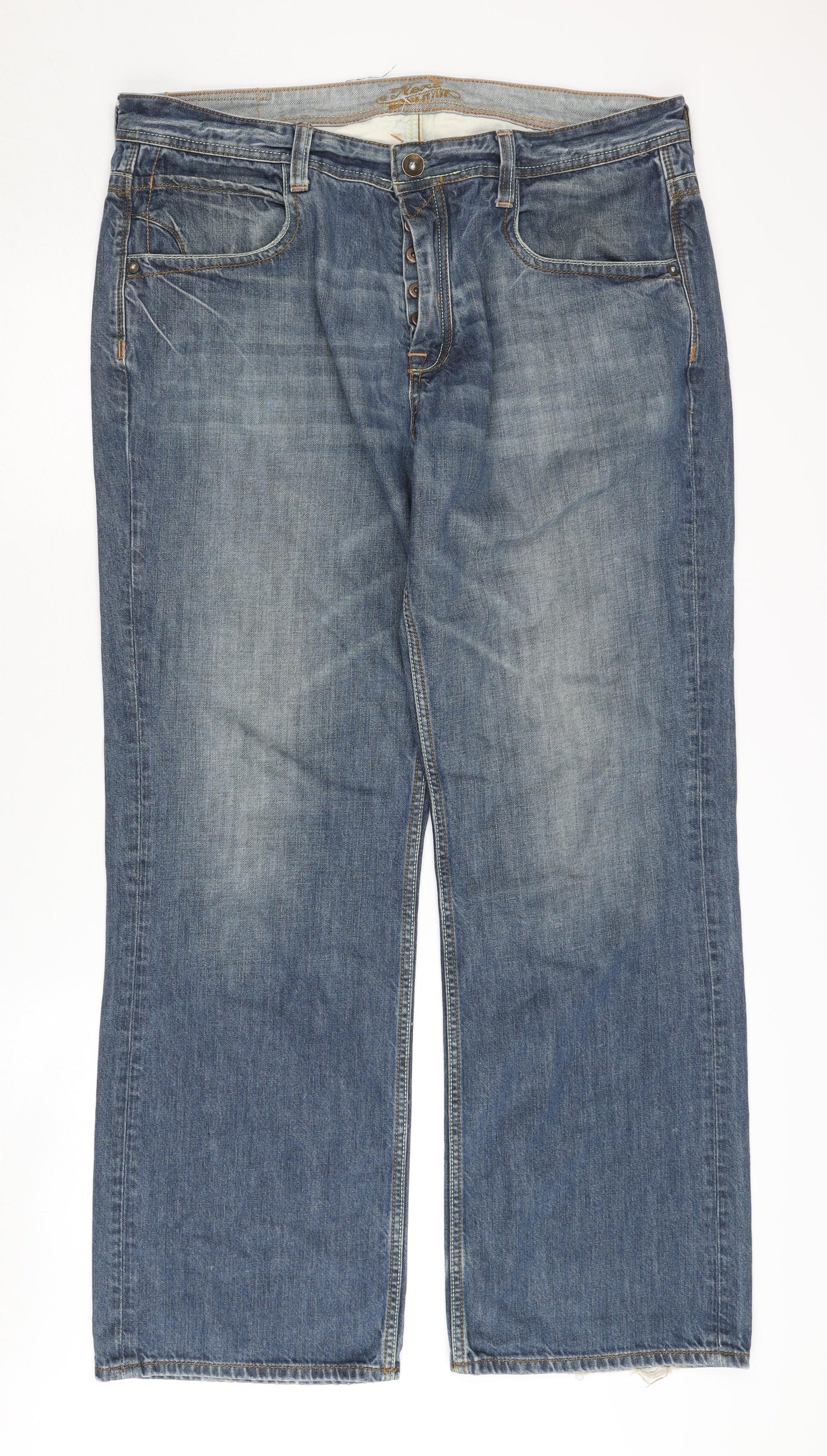 Next Men's Blue Straight Jeans, Size 38, Classic Style