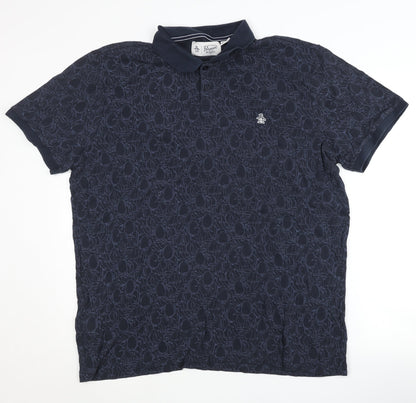 Original Penguin Men's Polo Blue XL Geometric Logo