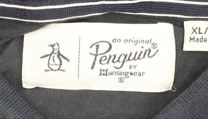 Original Penguin Men's Polo Blue XL Geometric Logo