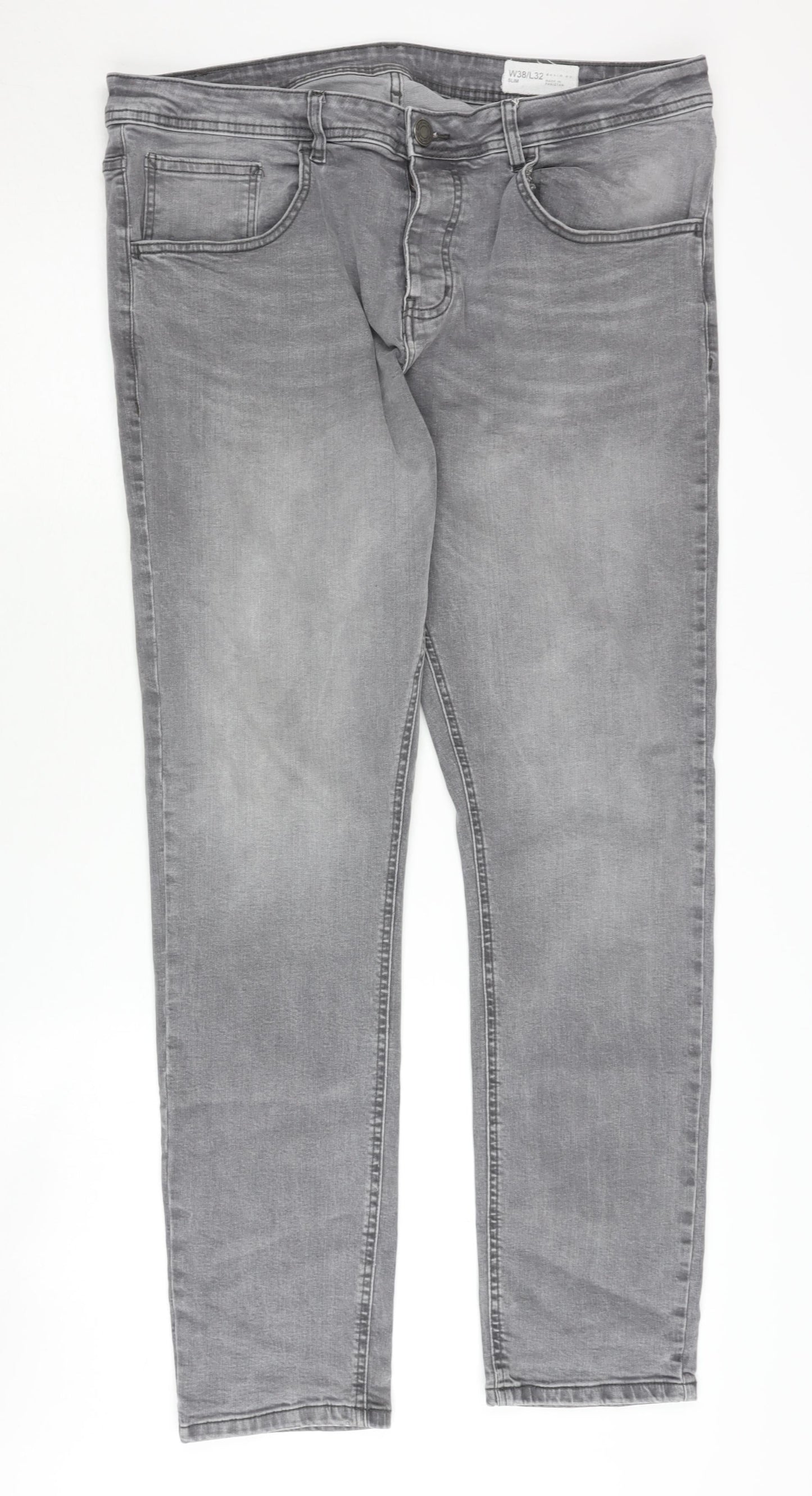 Denim Co Men's Grey Slim Fit Jeans 38W 32L