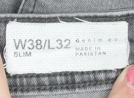 Denim Co Men's Grey Slim Fit Jeans 38W 32L