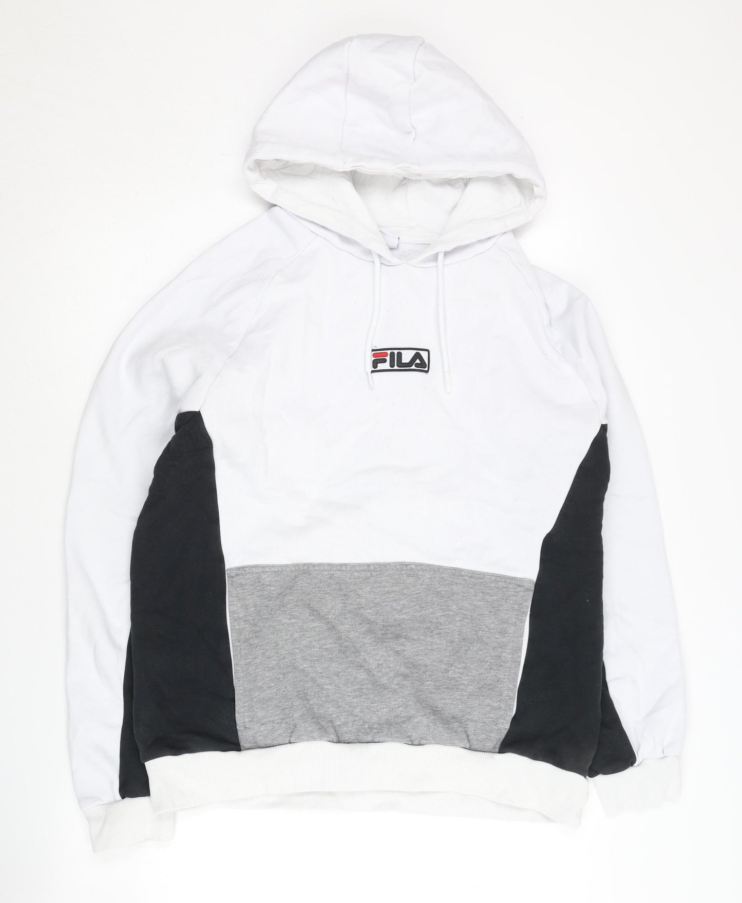 Mens UK Size L FILA White Pullover Hoodie