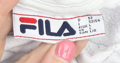 Mens UK Size L FILA White Pullover Hoodie