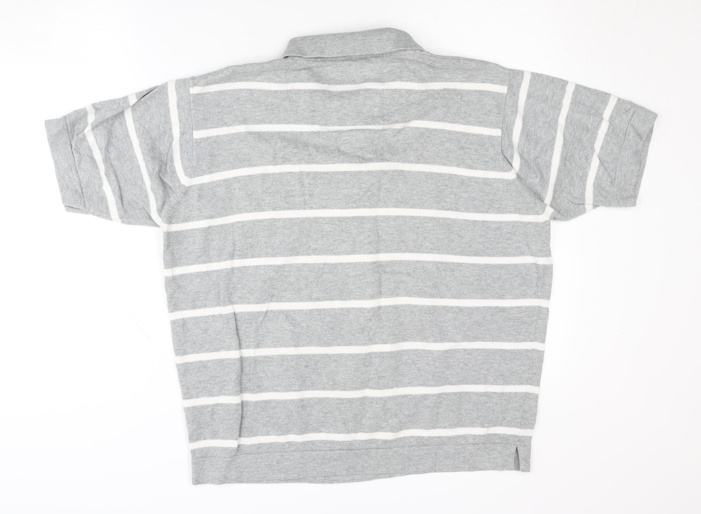 Marks and Spencer Grey Striped Mens Polo Shirt L