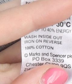 Marks and Spencer Grey Striped Mens Polo Shirt L