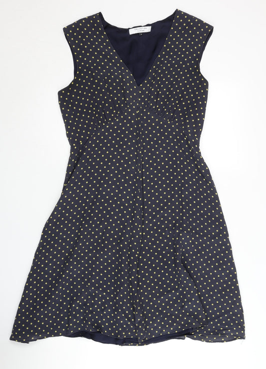 John Lewis Women's Blue A-Line Polka Dot Dress, Size 12