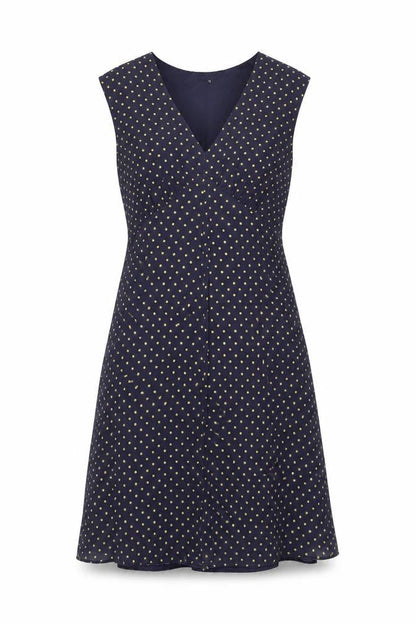 John Lewis Women's Blue A-Line Polka Dot Dress, Size 12