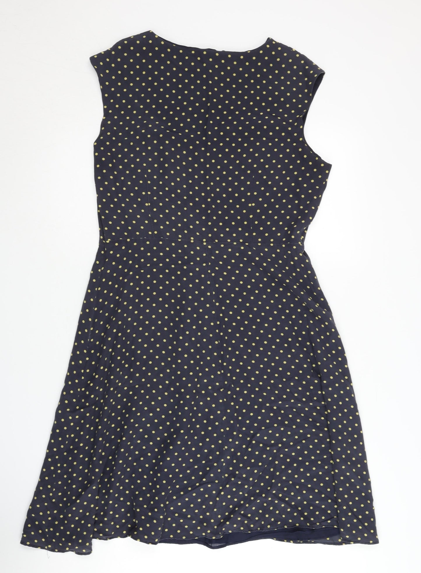 John Lewis Women's Blue A-Line Polka Dot Dress, Size 12
