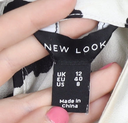 New Look Women's Black & White Animal Print Blouse