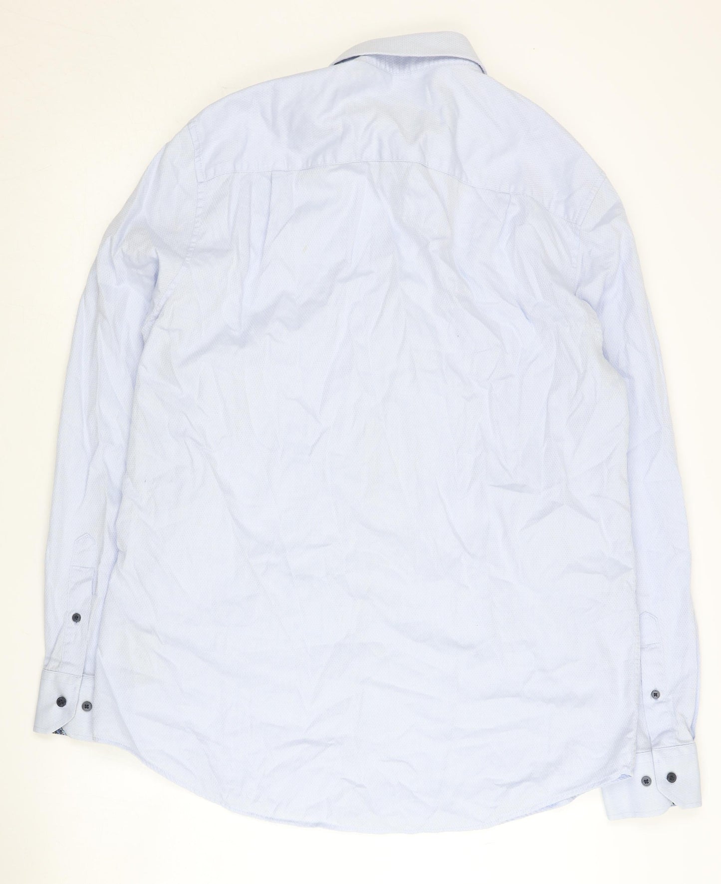 Next Men's Blue Button-Up Shirt, Size 16.5, Regular Fit