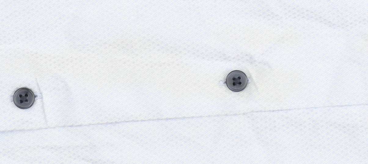 Next Men's Blue Button-Up Shirt, Size 16.5, Regular Fit