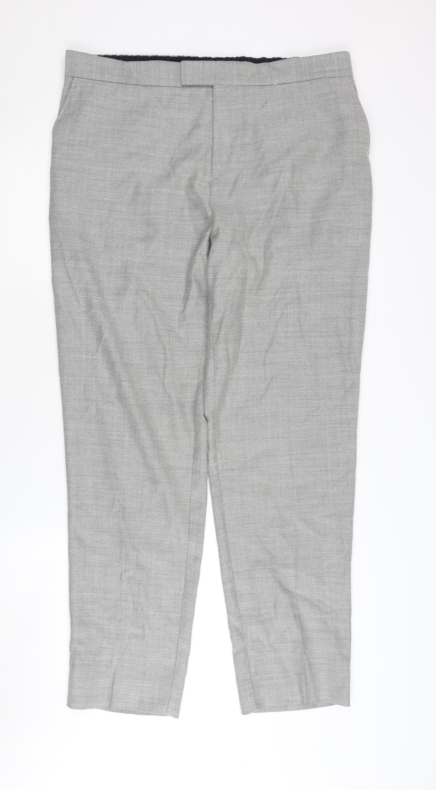 Ted Baker Men's Grey Dress Pants, Size 30, Herringbone Wool