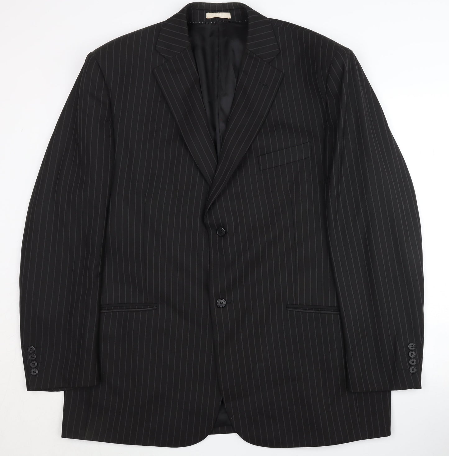 Greenwoods Men's Black Pinstriped Blazer Size 46