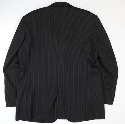 Greenwoods Men's Black Pinstriped Blazer Size 46