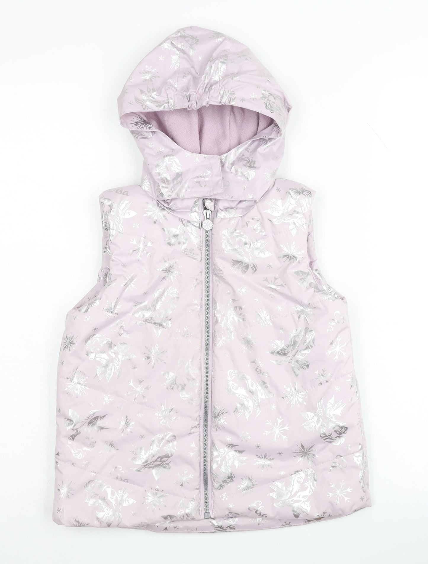 Disney Frozen Girls Pink Sleeveless Hooded Jacket 7-8 Years