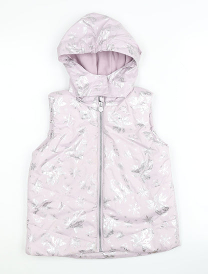 Disney Frozen Girls Pink Sleeveless Hooded Jacket 7-8 Years