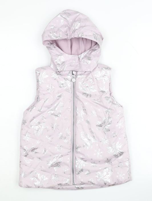 Disney Frozen Girls Pink Sleeveless Hooded Jacket 7-8 Years