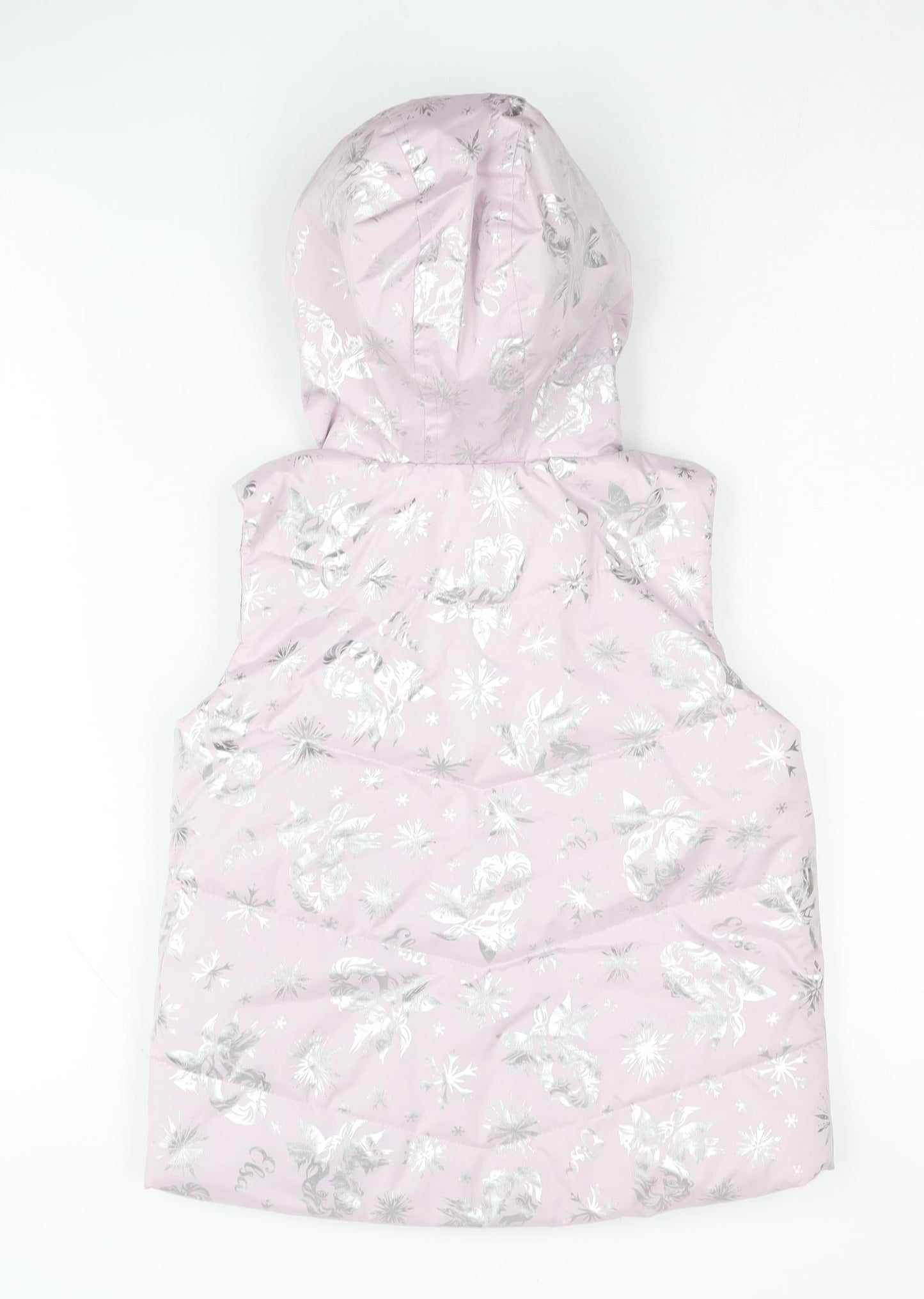 Disney Frozen Girls Pink Sleeveless Hooded Jacket 7-8 Years