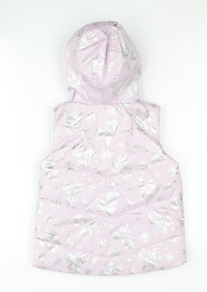 Disney Frozen Girls Pink Sleeveless Hooded Jacket 7-8 Years
