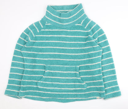 Weird Fish Women's Blue Striped High Neck Sweatshirt, Size 12