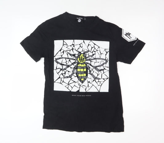 Mens UK Size S Boohoo Black  T-Shirt