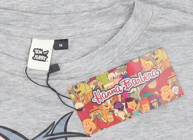 Shein Grey Tom & Jerry Cropped T-Shirt - Women's M