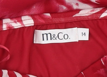 M&Co Women's Red Floral Skirt Size 14 Polyester
