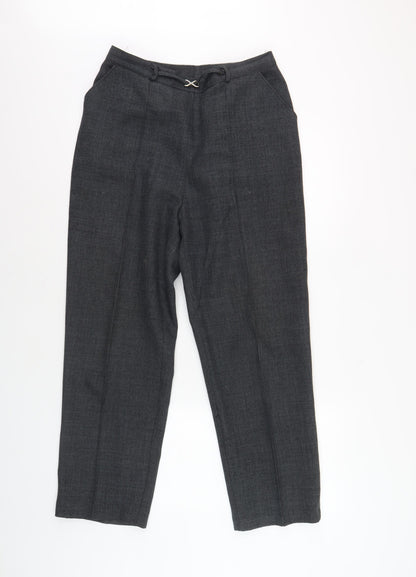 Bm Women's Black Check Trousers, Size 12, Elastic Waist