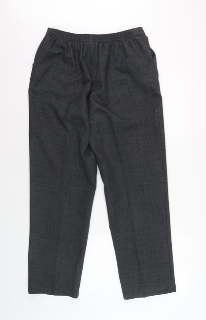 Bm Women's Black Check Trousers, Size 12, Elastic Waist