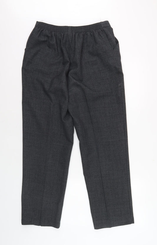 Bm Women's Black Check Trousers, Size 12, Elastic Waist