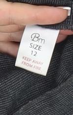 Bm Women's Black Check Trousers, Size 12, Elastic Waist