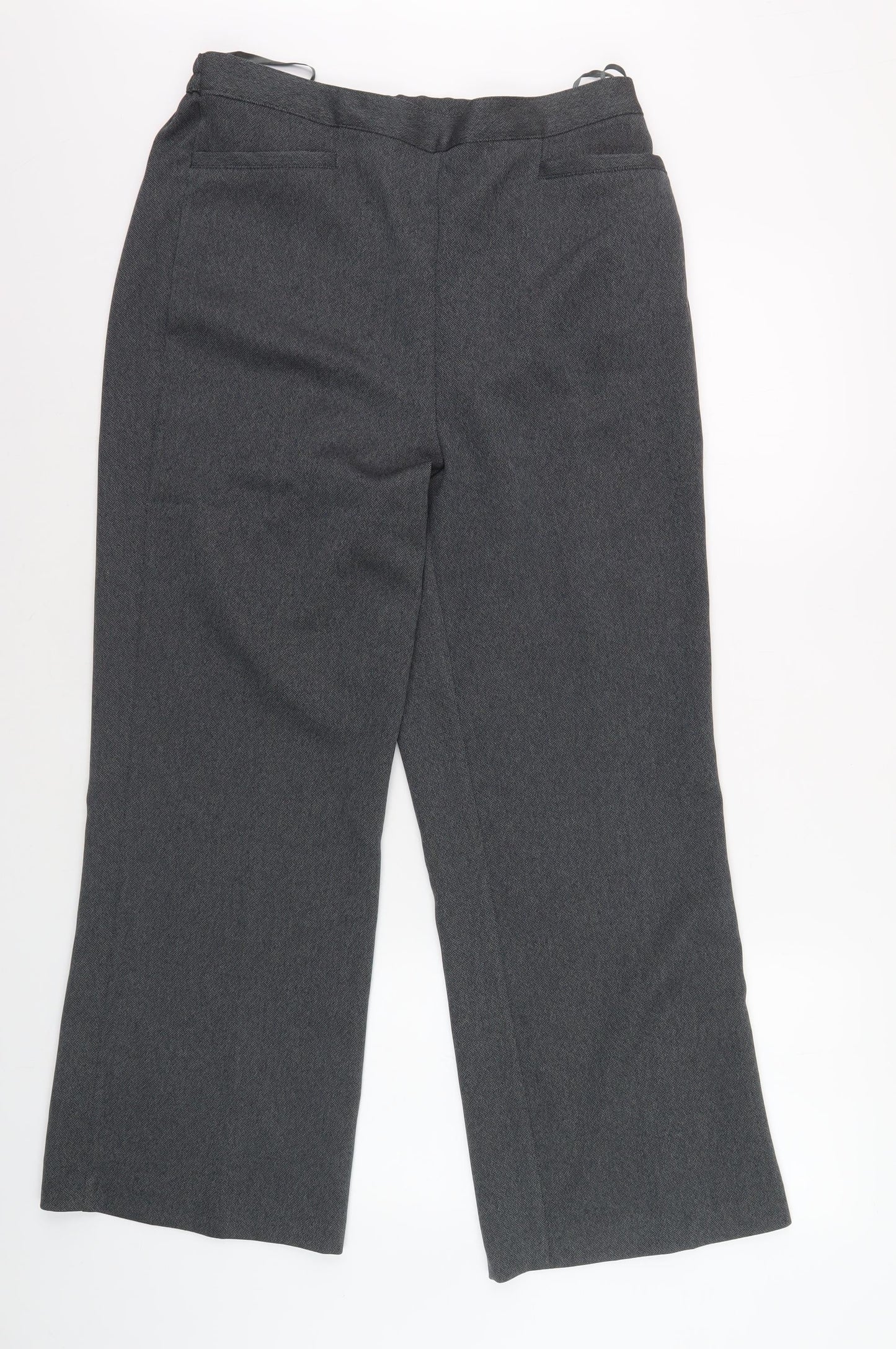 R Collection Women's Grey Herringbone Trousers Size 12