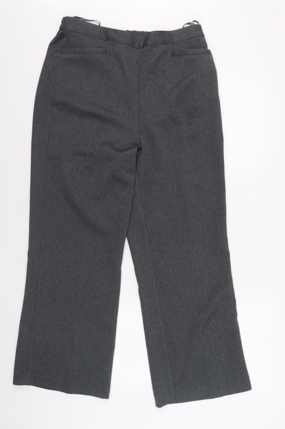 R Collection Women's Grey Herringbone Trousers Size 12