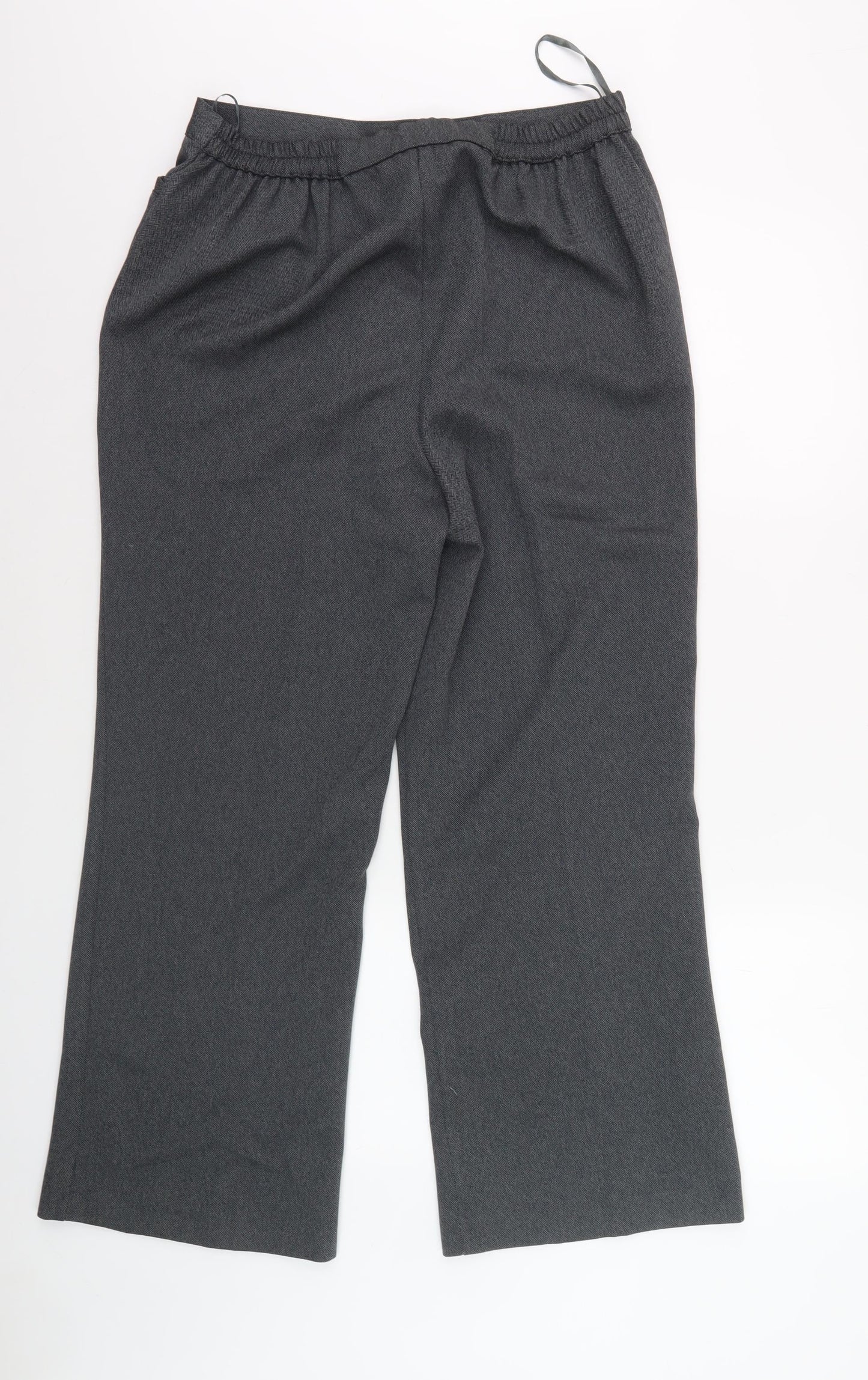 R Collection Women's Grey Herringbone Trousers Size 12
