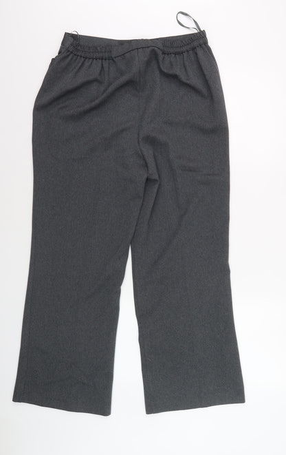 R Collection Women's Grey Herringbone Trousers Size 12