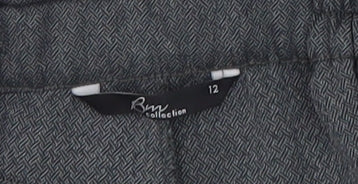 R Collection Women's Grey Herringbone Trousers Size 12