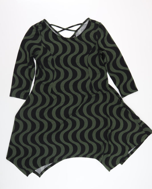 Roman Women's Green A-Line Geometric Dress 10