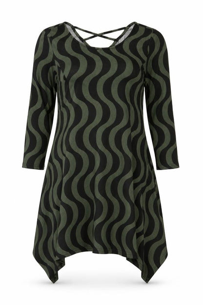 Roman Women's Green A-Line Geometric Dress 10